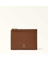 Furla - Camelia Card Case Cognac H Textured Leather - Lyst
