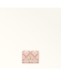 Furla - Iride Compact Wallet Dusty+M1 Int. Perforated Ares Textured Leather - Lyst
