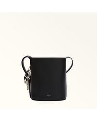 Furla - Roxie Bucket Bag Nero Textured Leather - Lyst