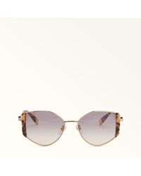 Furla - Occhiali Da Sole Greige Metallo + Acetato Donna - Lyst