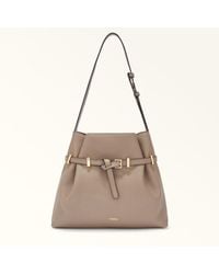 Furla - Aura Bucket Bag Stucco Keria Grained Calf Leather - Lyst