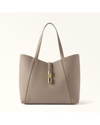 Furla - Goccia Tote Linen Night Calf Leather + Sidney Calf Leather - Lyst