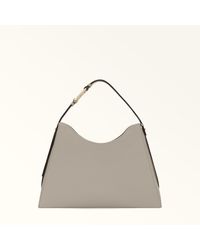 Furla - Nuvola Borsa A Spalla Vaniglia Pelle Di Vitello Granata Donna - Lyst