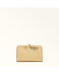 Furla - Alba Clutch Leather With Python Whips Lame' Print - Lyst