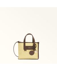Furla - Divide It Tote Mini Toni Freesia Tuscany Woven Colorblock + Soft Calf Leather - Lyst