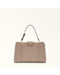 Furla - Riva Schultertasche Stucco Strukturiertes Leder Damen - Lyst