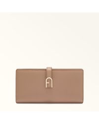 Furla - Flow Portefeuille Continental Greige Cuir De Veau Claris Lux Femme - Lyst