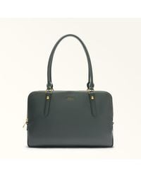 Furla - Giulia Boston Bag L Deep Textured Leather + Suede - Lyst