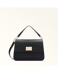 Furla - Ella Top Handle Nero Grained Calf Leather - Lyst