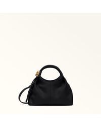Furla - Planeta Shoulder Bag Nero Keria Grained Calf Leather - Lyst