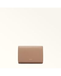 Furla - Nuvola Portafoglio Compatto Greige Pelle Di Vitello Claris Lux Donna - Lyst