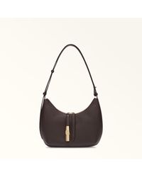 Furla - Goccia Borsa A Spalla Cioccolato Pelle Di Vitello Notte + Pelle Di Vitello Sidney Donna - Lyst