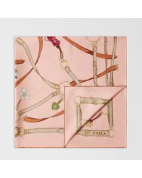 Furla - Tortona Carré Toni Rosewood Silk Twill With Charms Print - Lyst