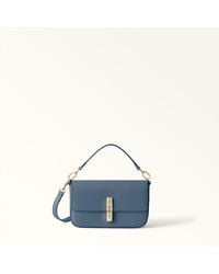 Furla - Iride Crossbody Mini Grigio Blu Textured Leather - Lyst