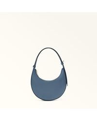 Furla - Delizia Mini Bag Grigio Blu Piuma Metal Calf Leather - Lyst
