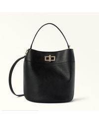 Furla - Amelia Bucket Bag S Nero Grained Calf Leather - Lyst