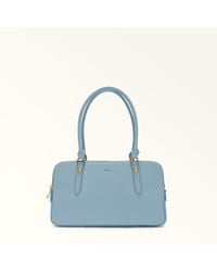 Furla - Giulia Boston Bag Carta Da Zucchero Textured Leather + Suede - Lyst