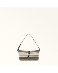 Furla - Debby Shoulder Bag Xl Toni Canvas Stripes Fabric + Sidney Calf Leather - Lyst