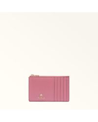 Furla - Camelia Card Case Blush Textured Leather - Lyst