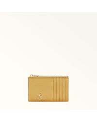 Furla - Camelia Porta Carte Di Credito Crema Pelle Di Vitello Granata Donna - Lyst