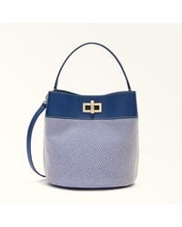 Furla - Amelia Bucket Bag S Toni Canvas Fabric + Sidney Calf Leather - Lyst