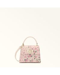 Furla - 1927 Henkeltasche Mini Toni Azalea Strukturiertes Ares-Leder Mit Rose Pois-Print Damen - Lyst