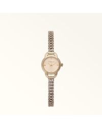 Furla - Mini Shape Round Case Watch Color Oro Metal + Strass - Lyst