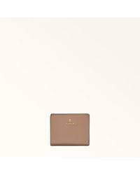Furla - Camelia Compact Wallet Greige Textured Leather - Lyst