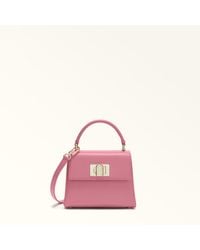 Furla - 1927 Top Handle Mini Blush Textured Leather - Lyst