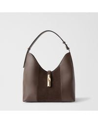Furla - Goccia Shoulder Bag Toni Espresso Sidney Calf Leather + Suede - Lyst