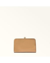 Furla - Alba Clutch Color Bronze Leather With Python Whips Lame' Print - Lyst