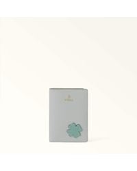 Furla - Camelia Passport Holder S Toni Nebbia Sidney Calf Leather + Patch Four Leaft-Clover - Lyst