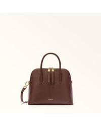 Furla - Atmosfera Dome Cioccolato Keria Grained Calf Leather - Lyst