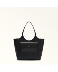 Furla - Lea Tote Nero Textured Leather - Lyst