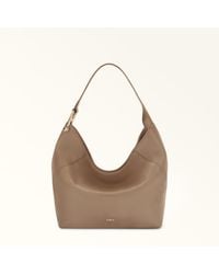 Furla - Lara Shoulder Bag Taupe Grained Calf Leather - Lyst
