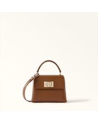 Furla - 1927 Top Handle Cognac H Textured Leather - Lyst