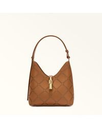 Furla - Goccia Shoulder Bag Brandy Perforated Sidney Calf Leather - Lyst