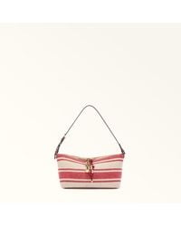 Furla - Debby Shoulder Bag Xl Toni Lacca Canvas Stripes Fabric + Sidney Calf Leather - Lyst