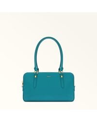 Furla - Giulia Boston Bag Amatore Textured Leather + Suede - Lyst