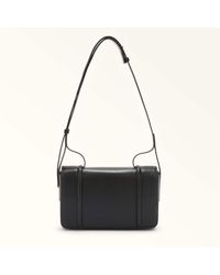 Furla - Riva Schultertasche Nero Zweifarbiges Roma Kalbsglattleder Damen - Lyst