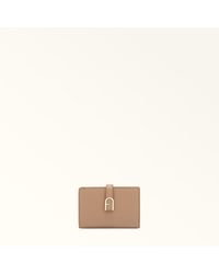 Furla - Flow Kompaktes Portemonnaie Greige Claris Lux-Kalbsleder Mit Intarsie Damen - Lyst