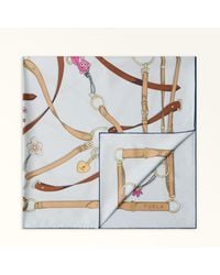 Furla - Tortona Carré Toni Nebbia Silk Twill With Charms Print - Lyst