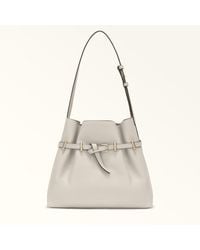 Furla - Aura Bucket Bag Perla E Keria Grained Calf Leather - Lyst