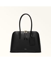 Furla - Atmosfera Dome Nero Keria Grained Calf Leather - Lyst
