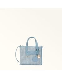 Furla - Divide It Tote Mini Toni Carta Da Zucchero Light Tuscany Woven Colorblock + Soft Calf Leather - Lyst