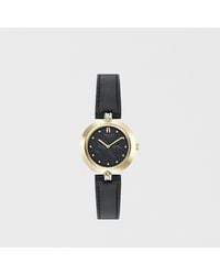 Furla - Logo Links Round Case Watch Nero Leather + Metal - Lyst