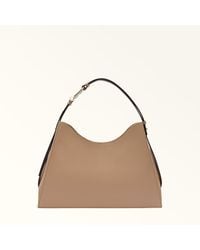Furla - Nuvola Schultertasche Toffee Genarbtes Kalbsleder Damen - Lyst