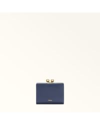 Furla - Dots Compact Wallet Blu Reale Sidney Calf Leather - Lyst