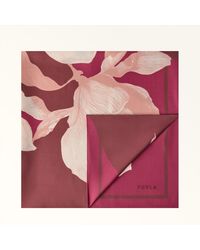 Furla - Tortona Carré Muddy Silk Twill With Big Magnolia Print - Lyst