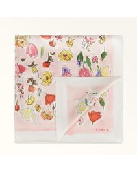 Furla - Tortona Sciarpa Toni Azalea Twill Di Seta Con Stampa Prato Fiorito Donna - Lyst